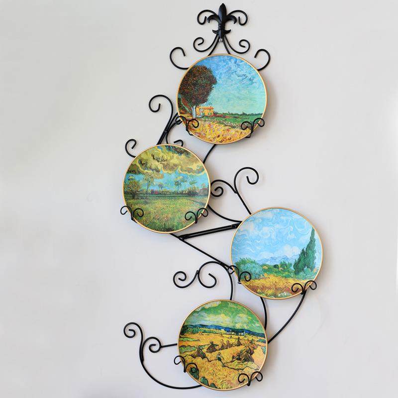 展欧式铁艺架子墙上装饰挂件架MOC多层铁艺置盘架壁饰盘挂置物看