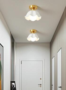 过灯走灯现代简约台全廊铜阳灯AD6038X奶油风花朵衣帽间道入户玄