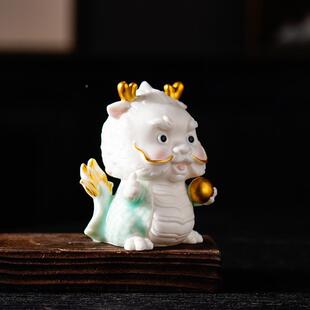 可爱小神LSP龙摆生件陶卡通祥肖龙吉物创意招财桌面装饰品车载瓷