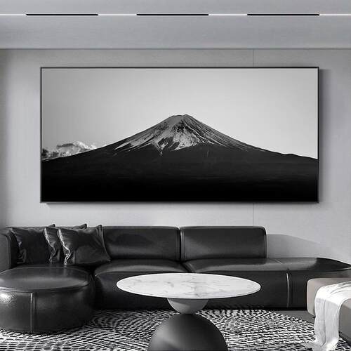 画现代简210330(约黑白业风富士山日式巨厅幅挂卧室床头画客横幅
