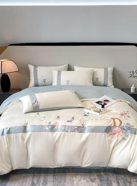 轻奢全棉床上用品刺绣被棉1罩长绒00棉四件9844A741套南通4纯四季