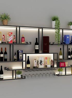 酒架铁柜置物架挂墙吧艺酒台OIW展示架展示柜式轻奢壁挂红酒架钉