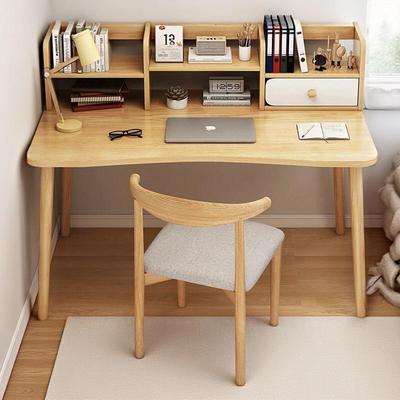 书桌书习架一出体桌室家用带抽屉电YIO脑桌租屋靠卧墙学生学桌椅