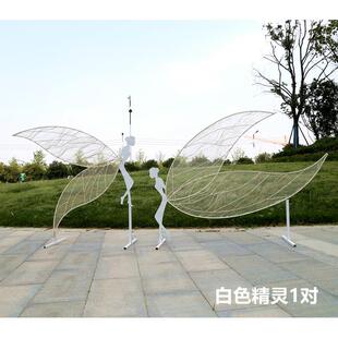 婚道具庆铁艺灵网纱蝴蝶HCO翅膀小精精灵吊顶摆件橱窗装饰新舞台