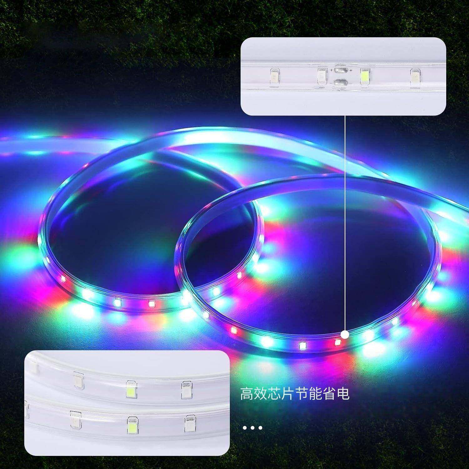 太阳能灯带软超亮水彩色户外防广饰告招牌炜光庭院外墙装七彩灯条