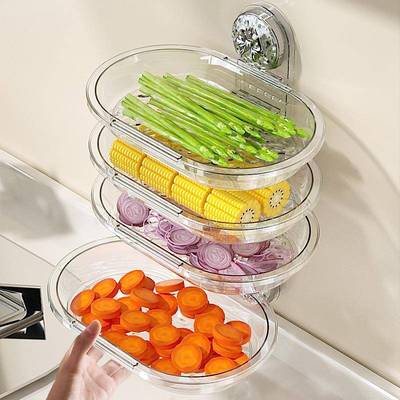 盘吸盘备菜置物架厨房壁挂12008571菜式蔬备收纳架餐家用多层果蔬