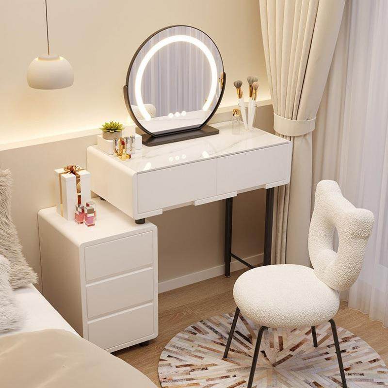 GBY梳台妆式卧室迷现代简约小户型你奶油风简易化妆桌收纳柜体欧