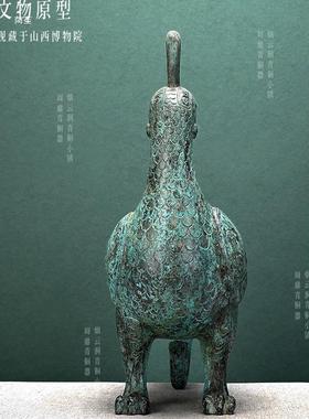 纪仿古青器西周t$*&u+hl晋侯尊盛酒器摆件山西鸟鸟尊念品礼影视器