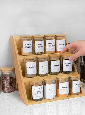 厨房调10754料罐套装木竹盖高硼硅玻璃罐12竹0ml纳瓶12收件套带调