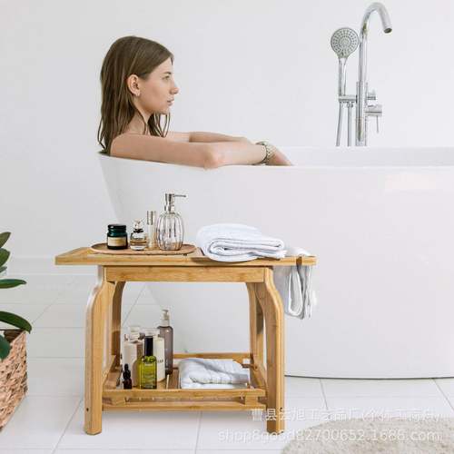 木搓浴凳竹卫生间淋浴485防滑坐凳孕妇老人澡脚室踏凳可放洗漱用