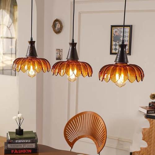 帝赞餐厅吊灯台餐灯三25头美式复吧5古桌玻璃灯具202新款复古风吊