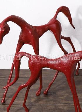 新中式简约VZX抽楼象马摆件现板间样售处客厅玄关博古架装饰品代