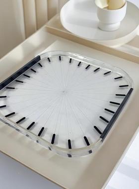 现代简亚约透明方形克力托盘样厅板房售楼8371处厅客茶餐几收纳摆