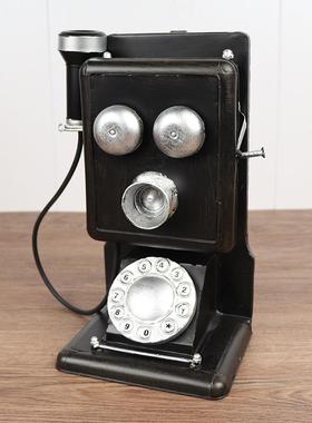 复老式挂壁电话机模饰型铁215艺旧怀座机酒吧客厅装品古摄影道具