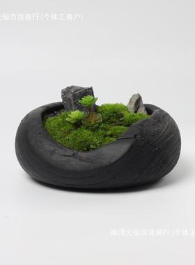 新物中式生苔藓植盆景微景观书房桌面永摆tlznsd%h件花艺房盆栽