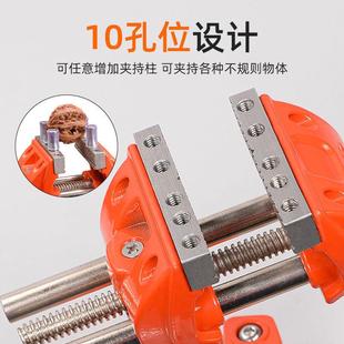 台钳万661向桌夹钳虎全钢旋转家用小型工作台手工精密具功多能垒
