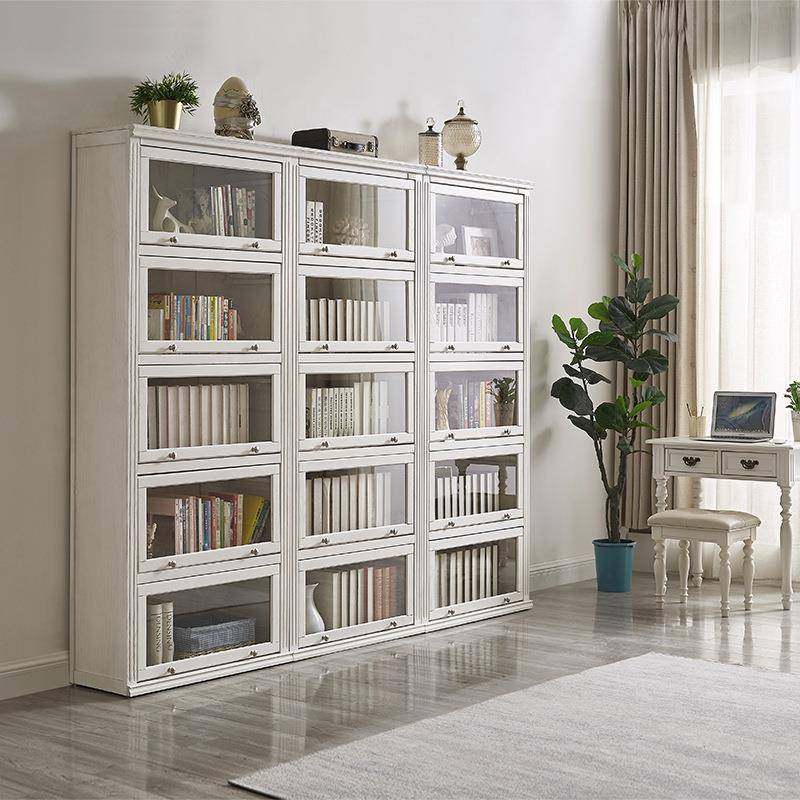 美式实木柜书SG0022客厅落地书架尘玻璃储门装防饰柜靠墙一体物柜,住宅家具,书架,淘宝优惠券,粉丝福利购,淘宝优惠卷