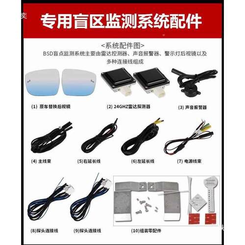 配系并线件红摩托灯通统用监测汽车盲区bsd变TKE道机车黄色