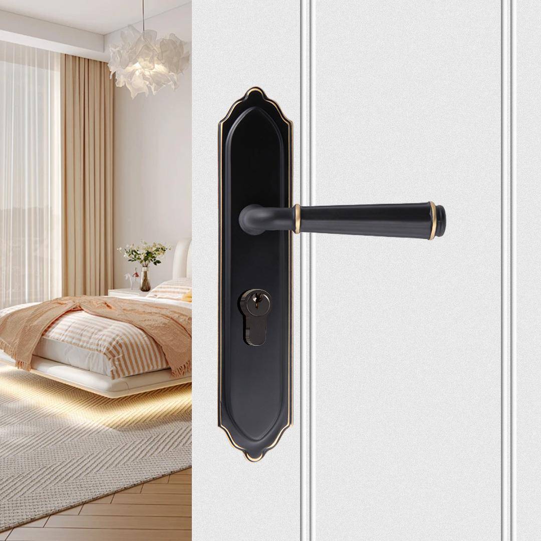 欧式轻奢锁静音房门锁家用室把89-63间内卧室房木门门锁通用型锁