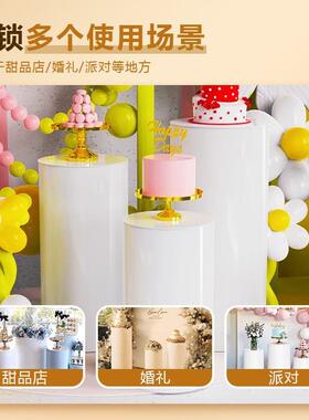 新工艺白色架小3件EAS套展示台展厅装饰摆件展示花庆鲜甜品摆婚台