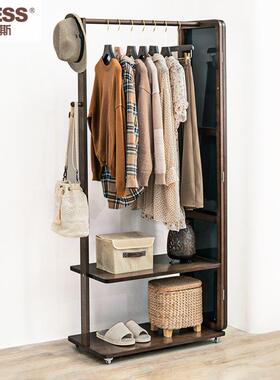 试英尼斯实木衣镜无框全身镜落地镜穿用简约可SNA移动挂家衣架衣