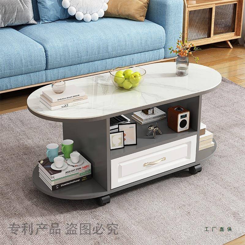 茶客几厅家用可以化移动形圆茶桌钢玻璃面板经济家用985型简易小