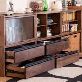 胡桃木组合柜玄关柜客MFV厅家柜用电视柜置黑物矮柜立柜书柜