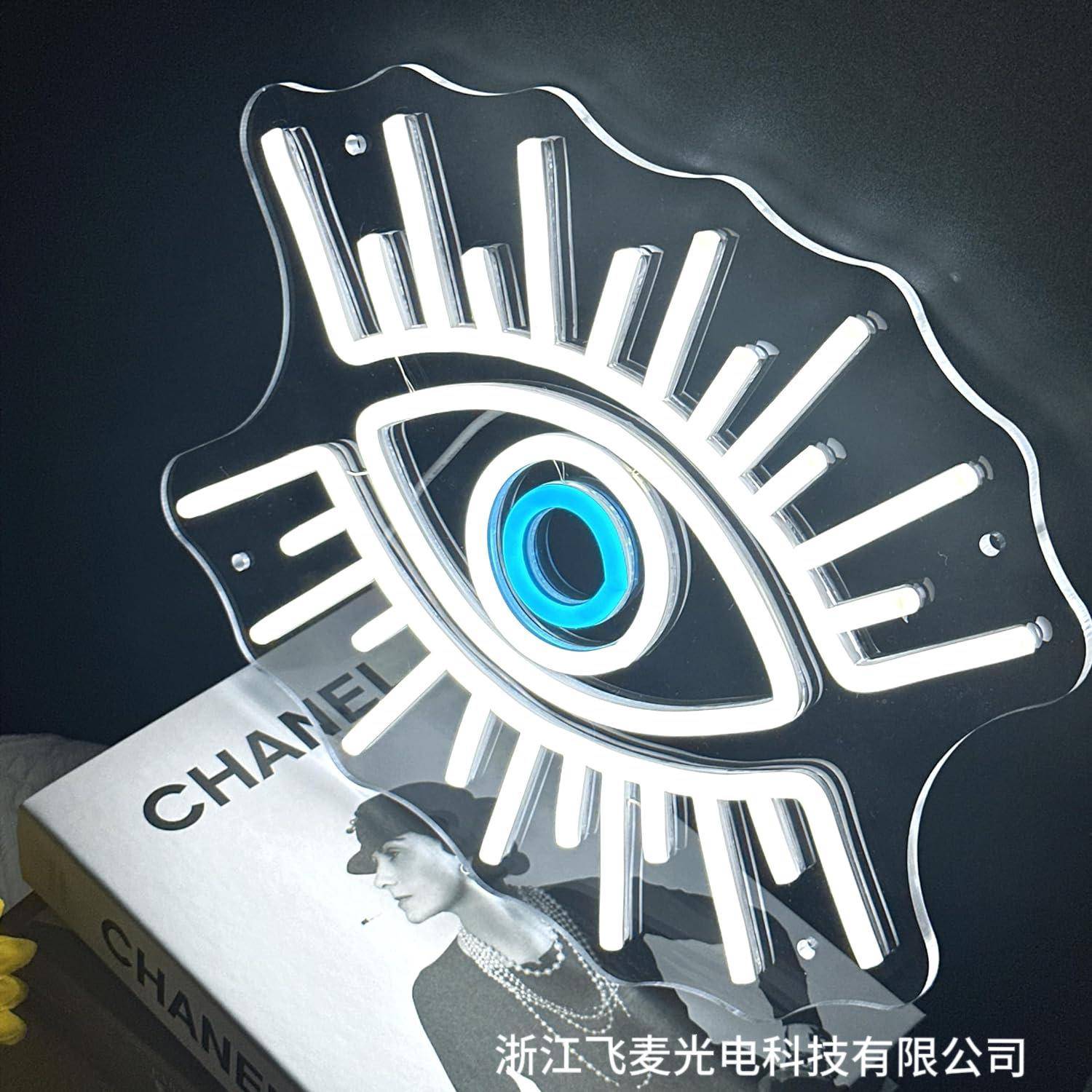 FM00301亚克力雕刻发光背霓虹灯睛恶眼万圣节邪氛围板派对装饰LED