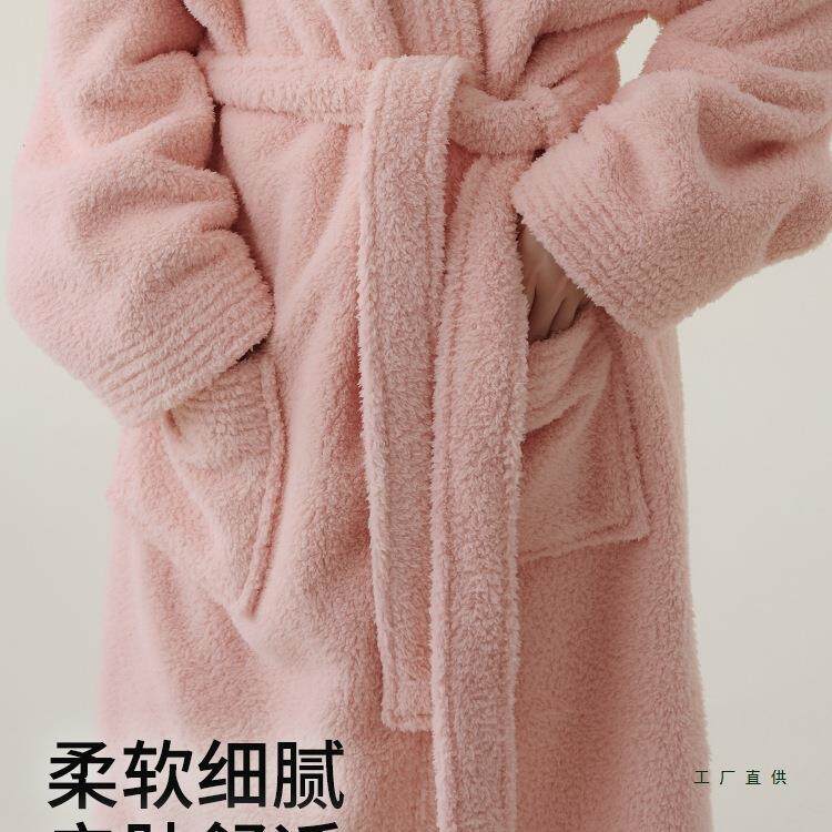 浴袍女人吸水速干非棉质质秋冬情侣厚睡F97THSH8袍可穿长浴衣2成0