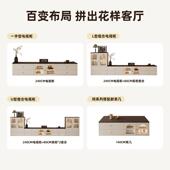 复古奶风电985物视柜茶油几一体组合厅落地客家用电视边柜收纳储