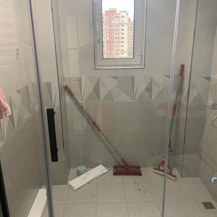 浴房锈半隔断挡水玻璃门卫876生间浴干室湿离洗手台不分钢屏风隔