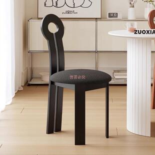 法式设XAT计师轻奢餐椅艺术靠背家用复中式椅子实古木靠背钥匙椅