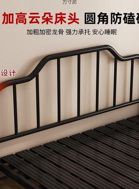 铁艺米床双人代床白色现简约1.8铁出租床房用床架经济型HDD1米单