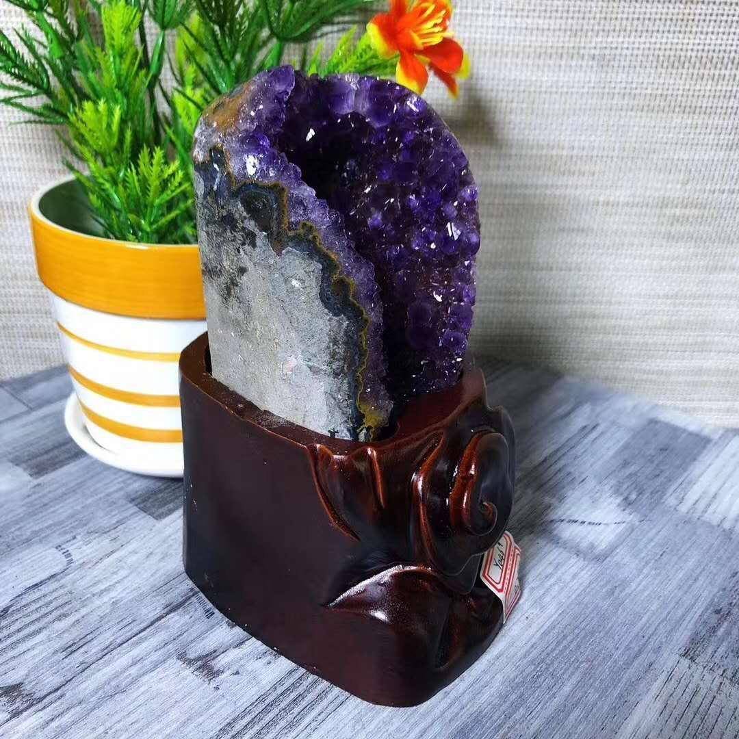 天然金洞紫金簇巴乌拉消磁摆件西圭紫晶洞紫水晶000110风水摆件紫