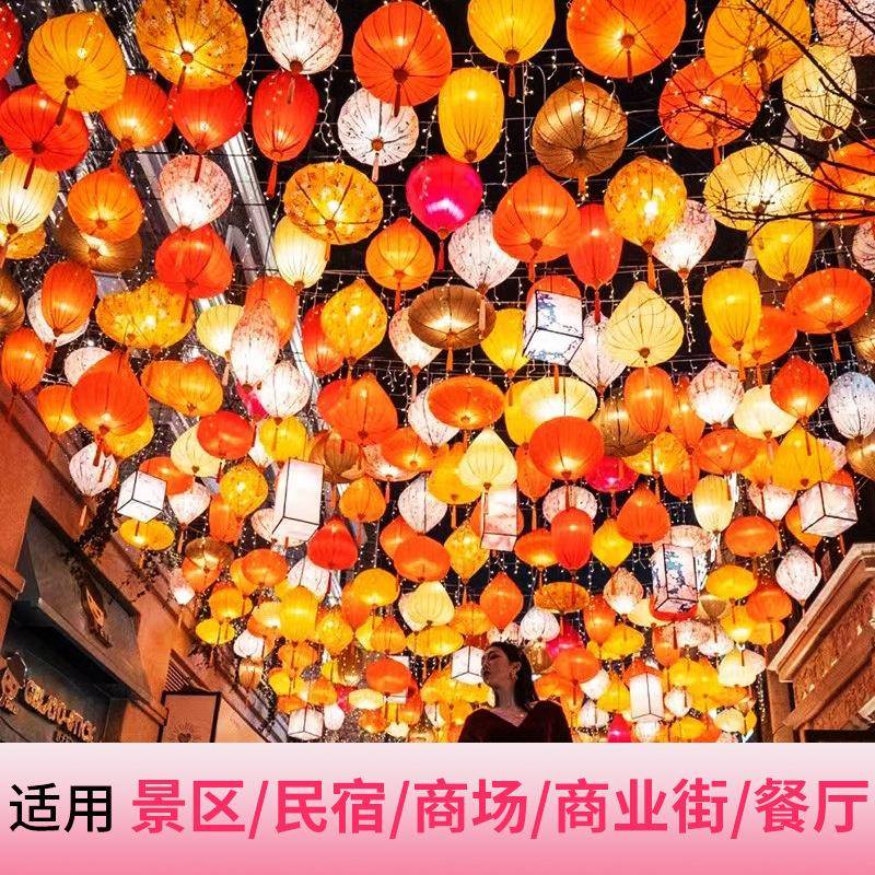 古风花TKP灯道网红南街风水景区节庆装饰宫灯户外防越灯异形折叠