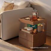 实木床头柜床简约现代用卧室收带锁储物柜家小型边443置物架简易