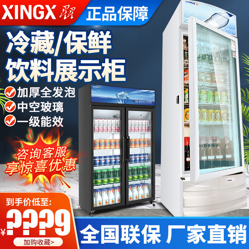 星星冰柜商用立式双门饮料冰箱冷藏水果保鲜展示柜超市冰箱啤酒柜