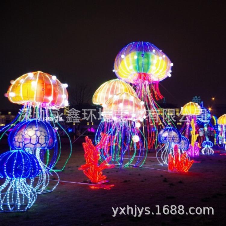 厂家制作安装花灯彩灯装饰 自贡铁艺裱布灯会灯展 鱼灯笼吊饰