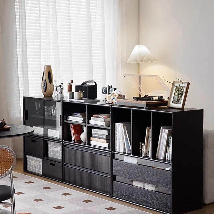 北欧实木书柜 家用小户型自由组合收纳电视柜客厅简约黑色储物柜,电子元器件市场,其它元器件,淘宝优惠券,粉丝福利购,淘宝优惠卷