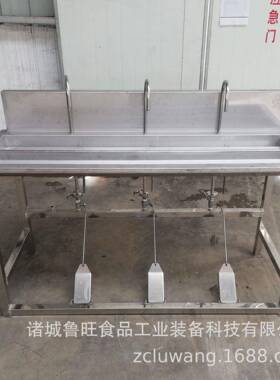 鲁旺不手锈钢洗消踏毒池 脚式洗手消毒池 双槽洗消毒手池