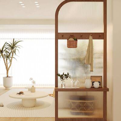 中古风入户玄客免打木孔实屏风厅日关GHP式现代简约进门遮挡玻璃