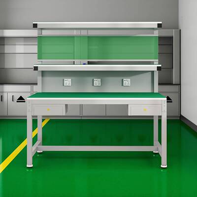 新款加厚防静电工作桌三层带台灯架装配流水线作维修台检ltao8382