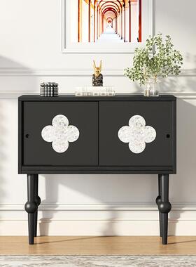 玄关柜法式窄走尽廊头过道门装饰DPQ柜薄边柜实木客厅厅复古黑色