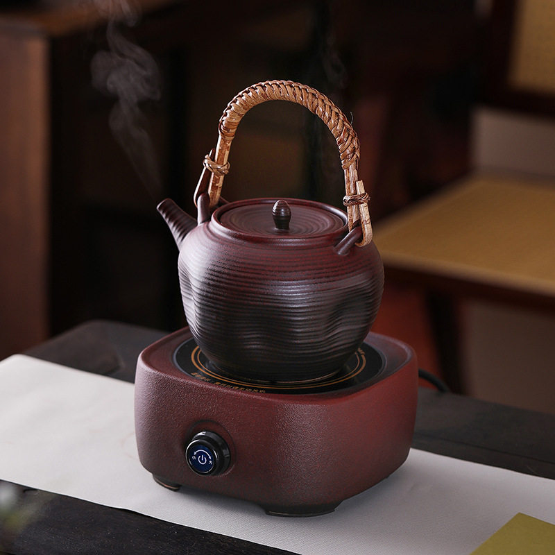 冬日围炉煮茶壶家用电陶炉组合套装复古窑变红煮茶器简约暖茶炉