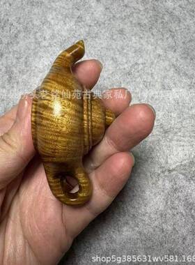 艺刻铭仙苑新款金丝楠水OBY木波纹把把壶手把件文玩摆件艺木质雕