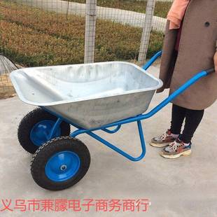 独轮小推车工地农用花沙土建筑翻斗手垃搬运园人力374双轮推车圾