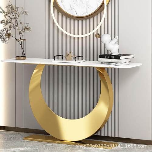 轻大奢意式玄关台入户极简廊玄关桌走厅QIK厅装饰端景台客靠墙条