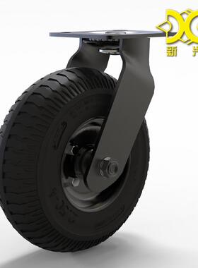 泳全黑8寸电充气橡胶脚轮万向轮ZTJ推打气轮酒店大堂行李车服务车