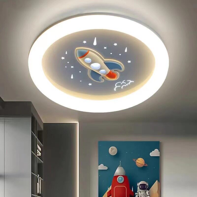 儿童房间吸顶灯led卧室灯男孩创意个性简约飞机火箭卡通护眼灯具