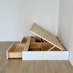 简小户5型实木约榻榻储物床侧开气压高箱落地1.2米1.米儿童PFF米